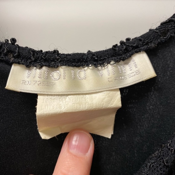 Floor length black dress, satin/crepe skirt w/lace top, empire waist, size 14/16 - Picture 6 of 8